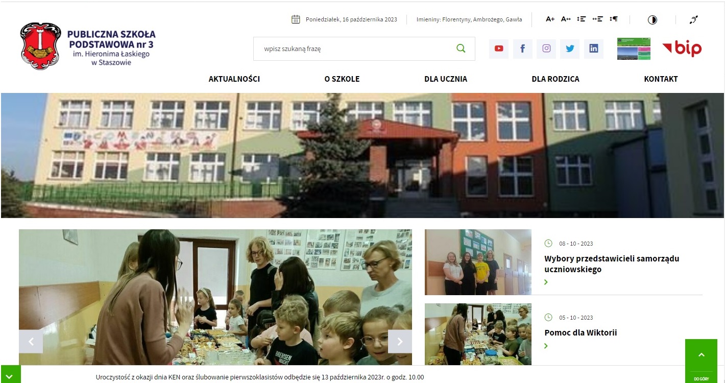 Zapraszamy na nową stronę szkoły: http://sp3-staszow.2clicks.pl