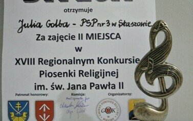 II MIEJSCE W FINALE XVIII REGIONALNEGO KONKURSU PIOSENKI RELIGIJNEJ IM. ŚW. JANA PAWŁA II W BOGORII 2