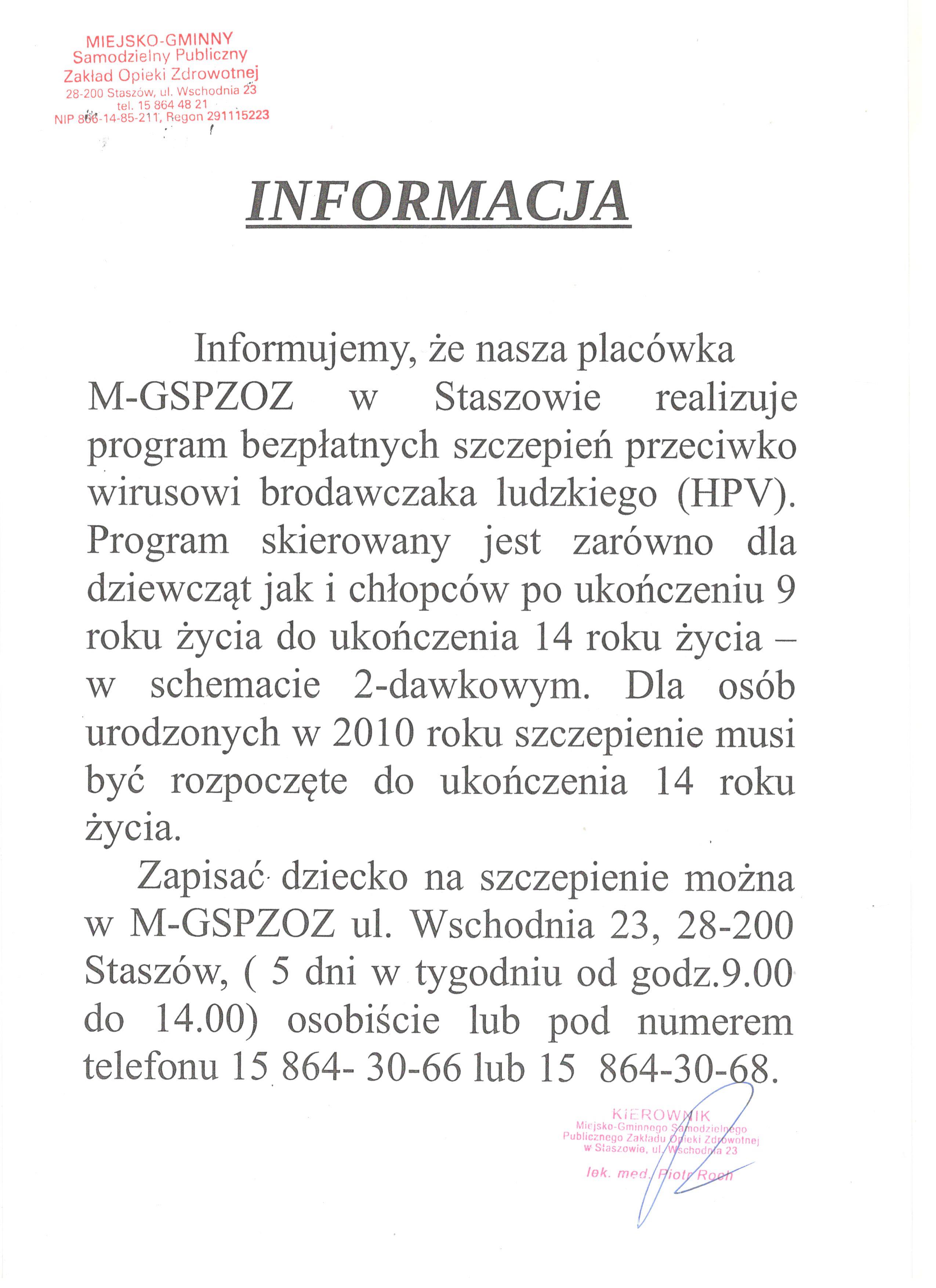 Szczepienia HPV